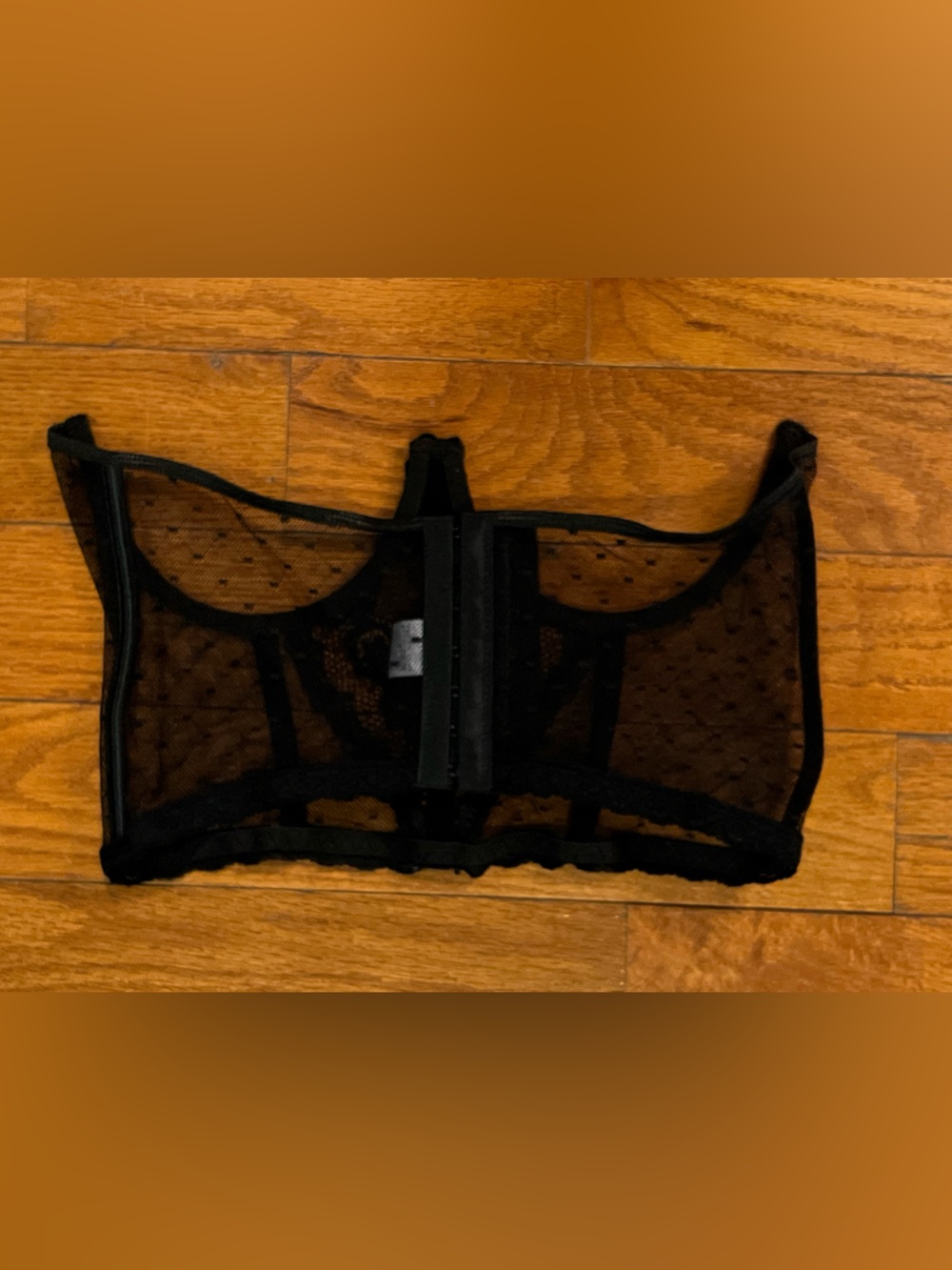 Black Sheer Lace Mesh Under Bust Corset Top Women XL Lingerie Bustier - Picture 5 of 6